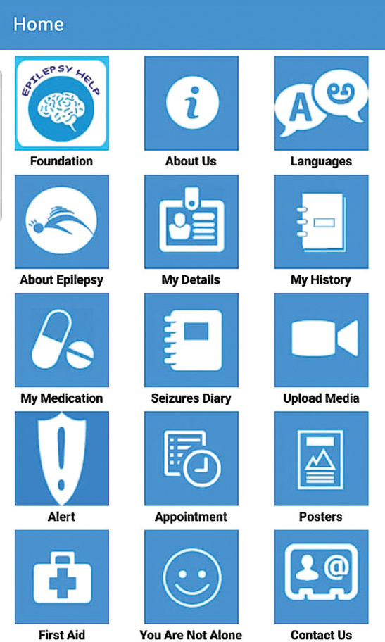 Home screen of the Epilepsy Help App.